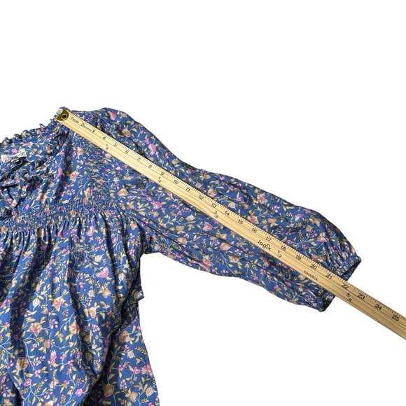 Wonderly Floral Blouse XL Pullover 3/4 Sleeve Smocked Cottagecore Peasant - Picture 16 of 16